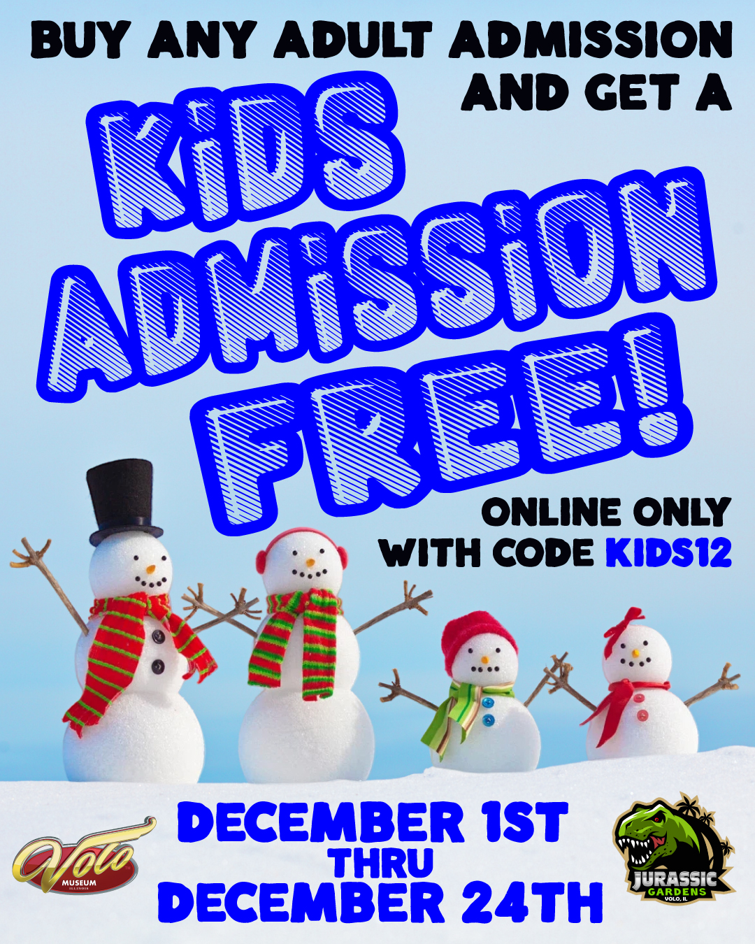 Volo Museum Kids Free Admission in December